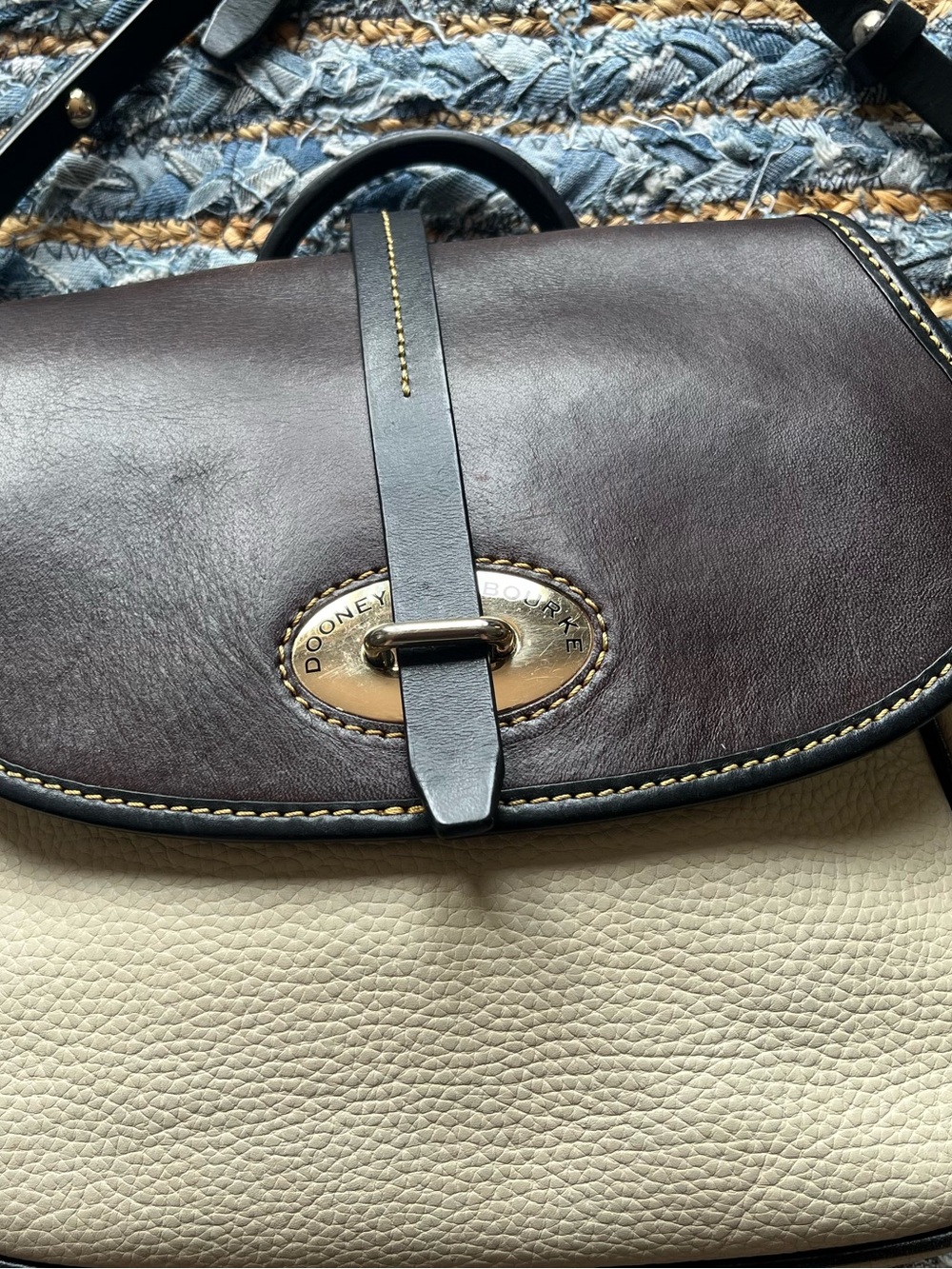 Dooney & Bourke Brown and Cream Two-Tone Leather Crossbody - Picture 3 of 7